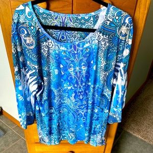 Blue 3/4 Sleeve, Sparkling Women’s Top